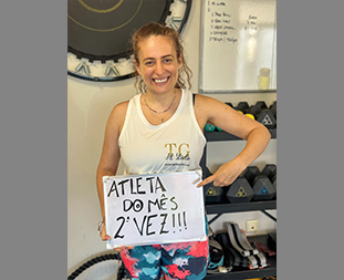 Sara, aluna do TG FitStudio, treina 2 vezes por semana há 8 anos
